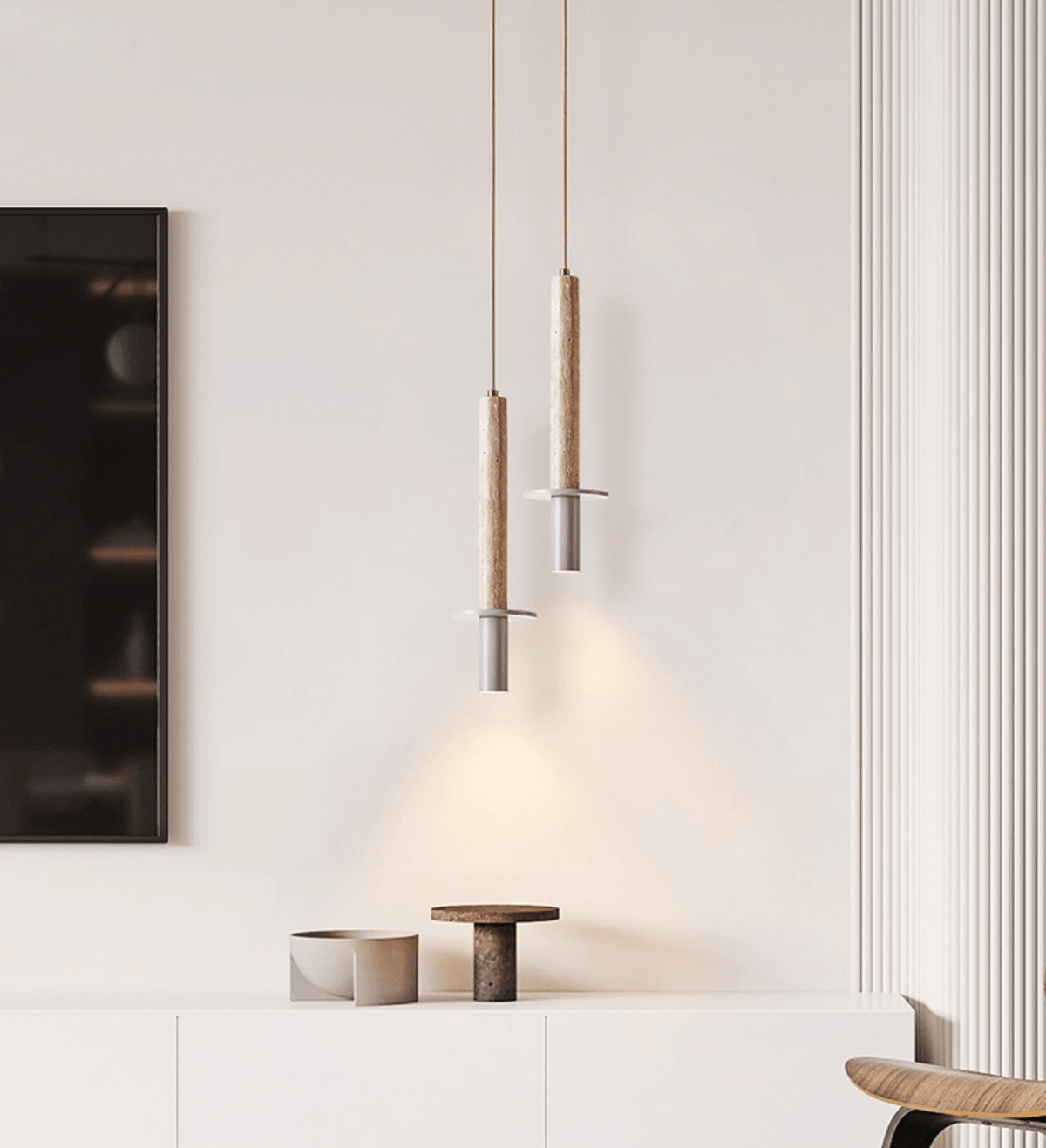 Linea Travertine Pendant Light – Modern Stone Pendant Lamp for Dining & Living Spaces