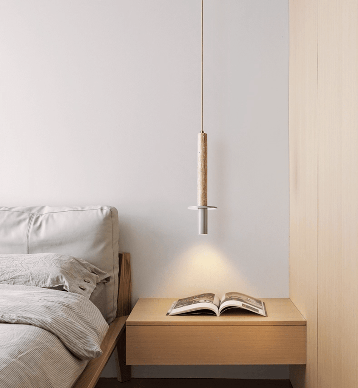Linea Travertine Pendant Light – Modern Stone Pendant Lamp for Dining & Living Spaces