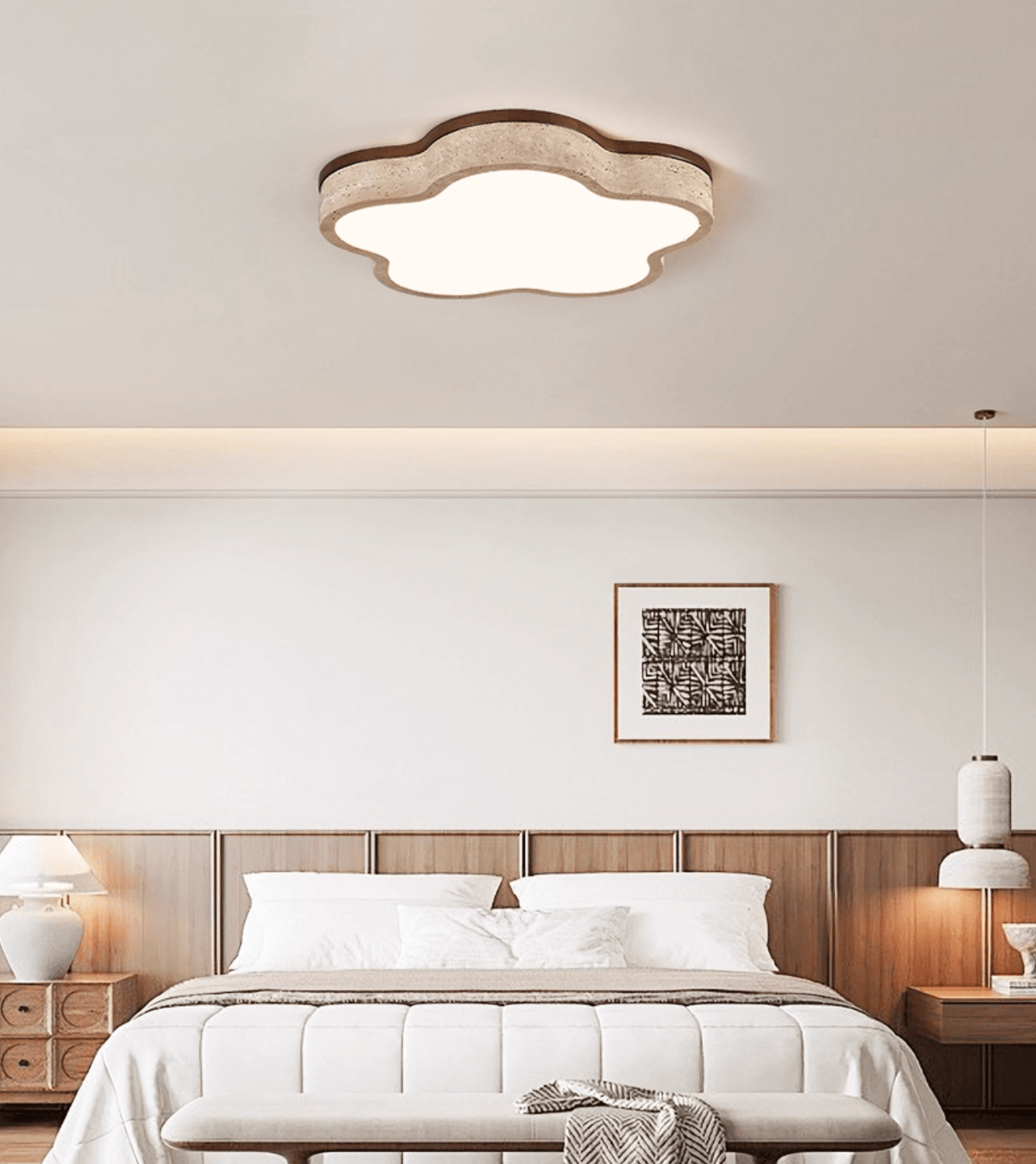 Cloudline Travertine Ceiling Light – Modern Flush Mount LED Lamp