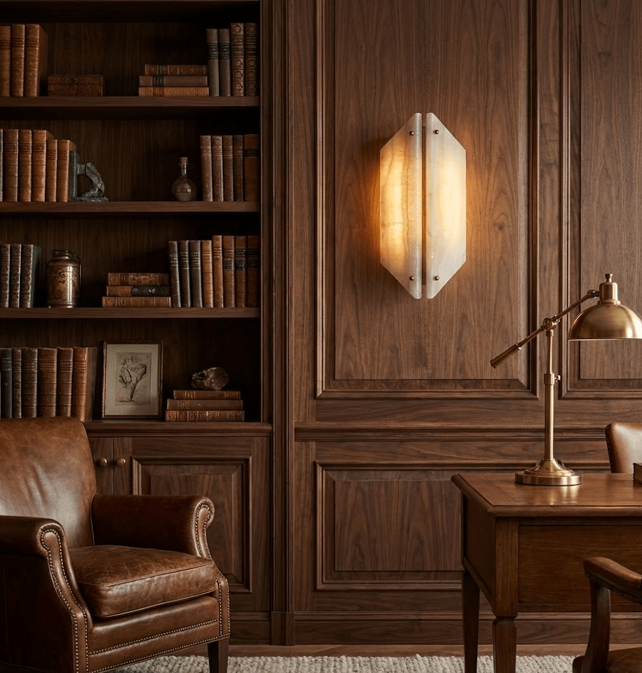 Onyxa Crest Alabaster Wall Sconce – Modern LED Wall Light for Bedroom & Living Room