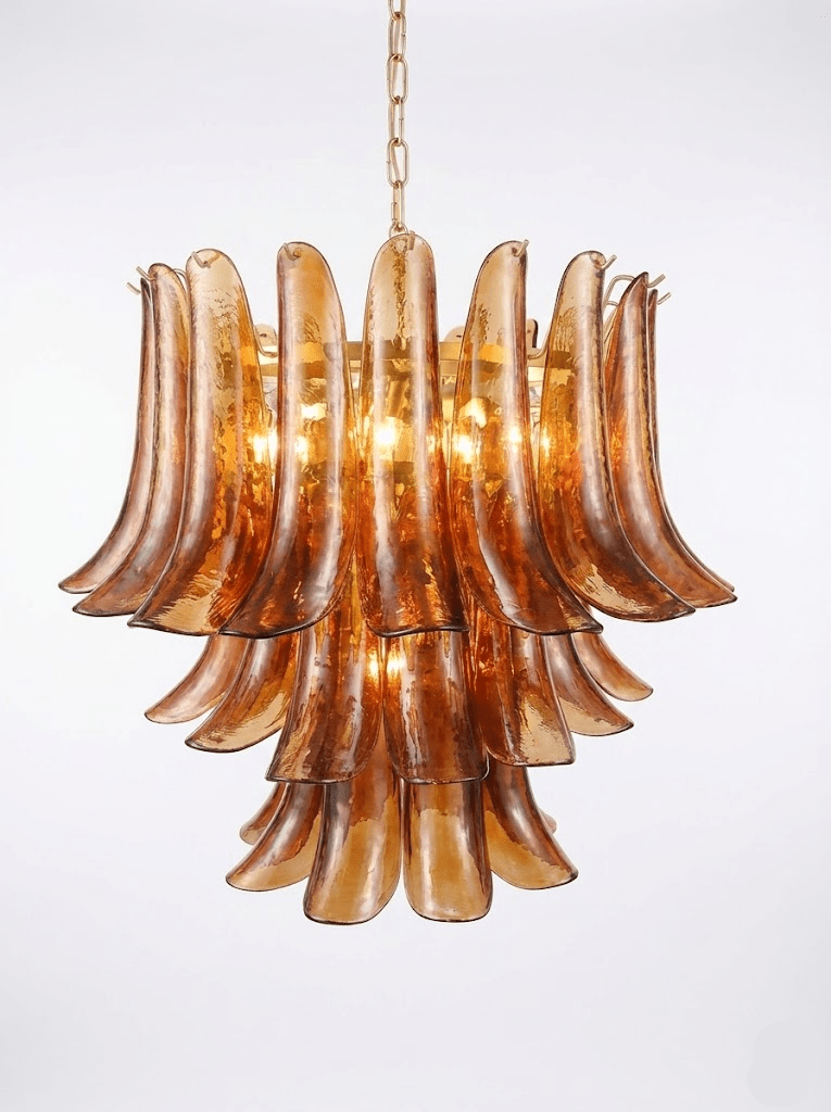 Emberwave Glass Chandelier – Handcrafted Amber Glass Pendant Light for Dining Room and Entryway