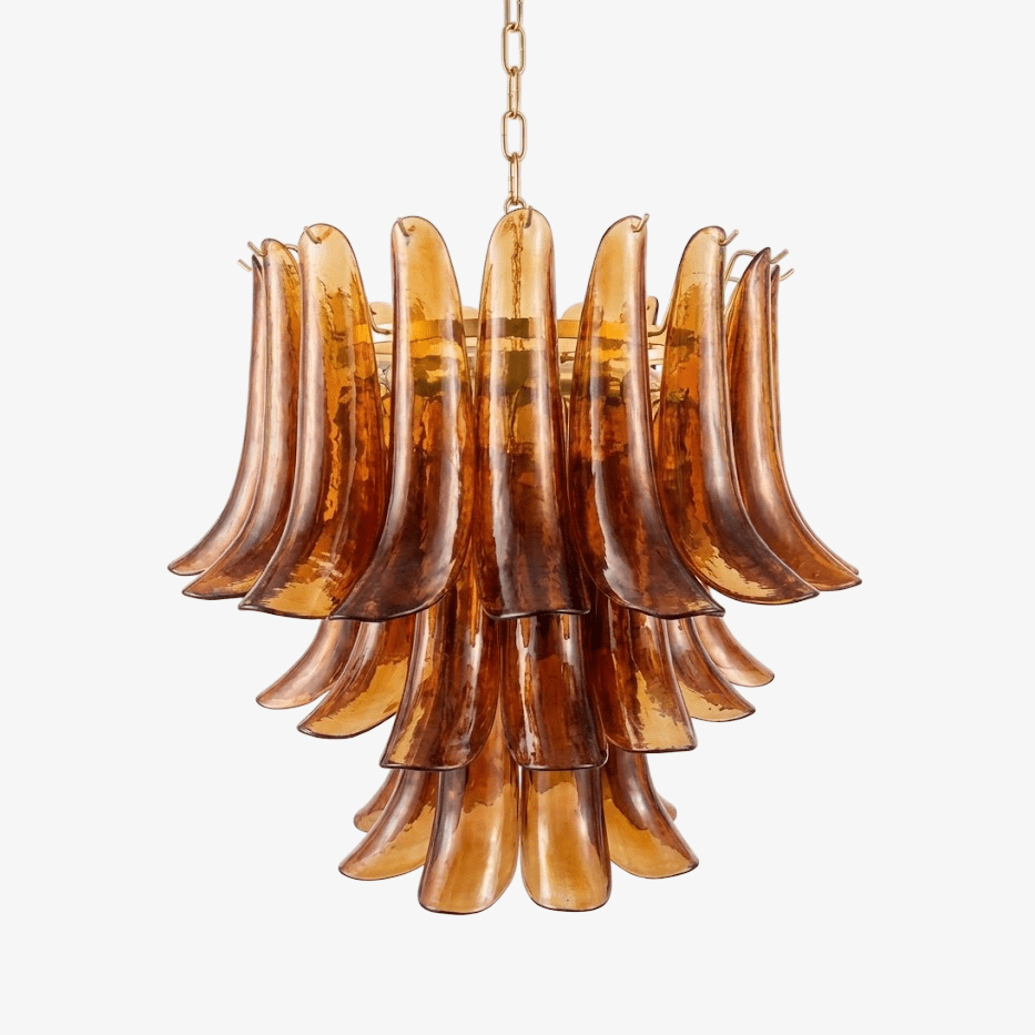 Emberwave Glass Chandelier – Handcrafted Amber Glass Pendant Light for Dining Room and Entryway