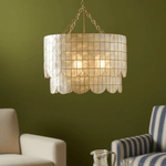 Capiz Shell Wavecrest Chandelier – Coastal Modern Pendant Light for Dining & Living Spaces