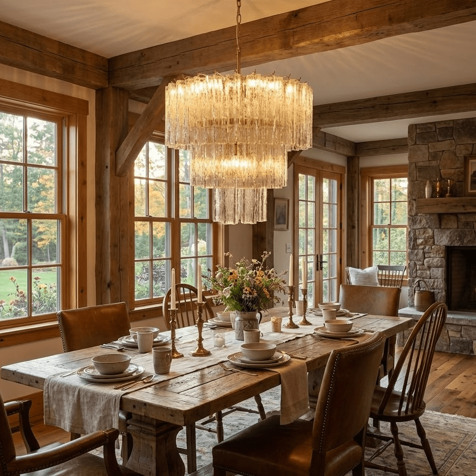 Glacier Tier Chandelier — Hand-Cast Glass Pendant Light in Gold