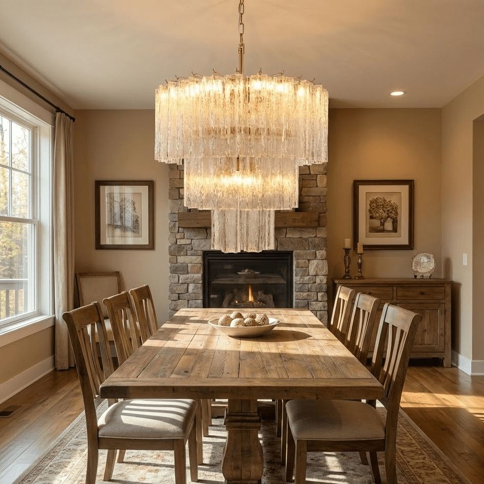 Glacier Tier Chandelier — Hand-Cast Glass Pendant Light in Gold