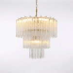 Glacier Tier Chandelier — Hand-Cast Glass Pendant Light in Gold