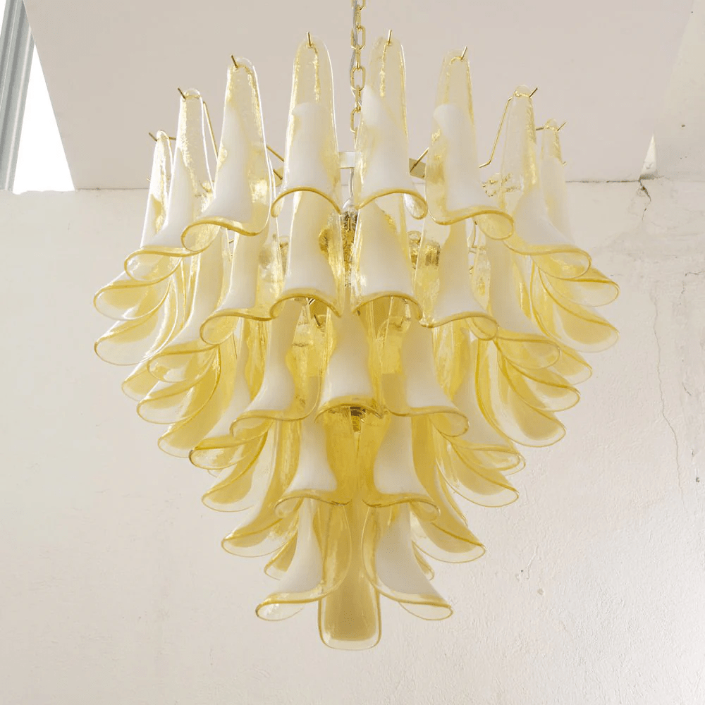 Rosabella Glass Chandelier in Gold Finish with Handcrafted Glass Petals