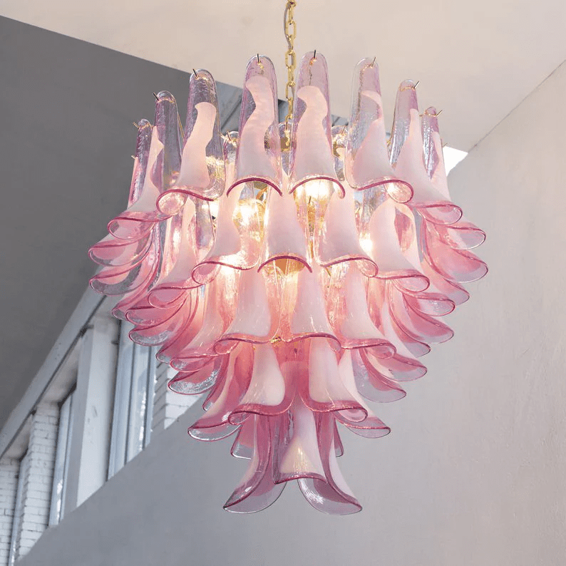 Rosabella Glass Chandelier in Gold Finish with Handcrafted Glass Petals