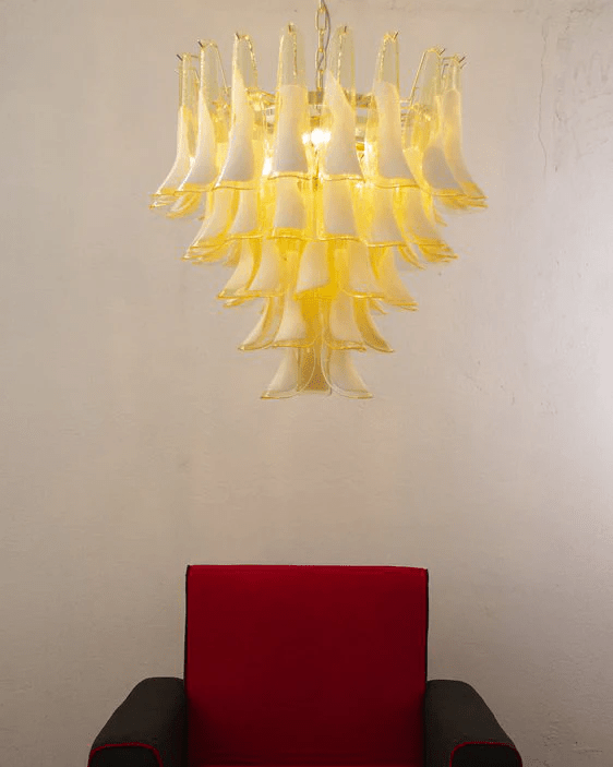 Rosabella Glass Chandelier in Gold Finish with Handcrafted Glass Petals