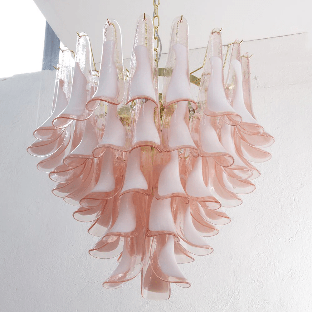 Rosabella Glass Chandelier in Gold Finish with Handcrafted Glass Petals