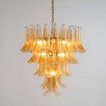 Amber Glass Petal Chandelier – Handcrafted Venetian Modern Pendant Light