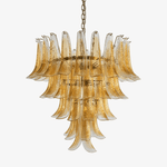 Amber Glass Petal Chandelier – Handcrafted Venetian Modern Pendant Light