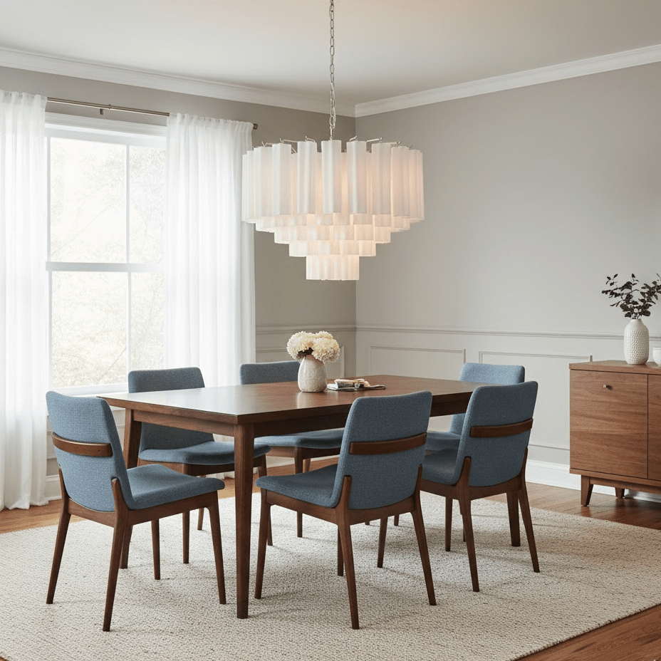 Vellune Cascade Chandelier – Modern Tiered Glass Pendant for Dining Room and Entryway