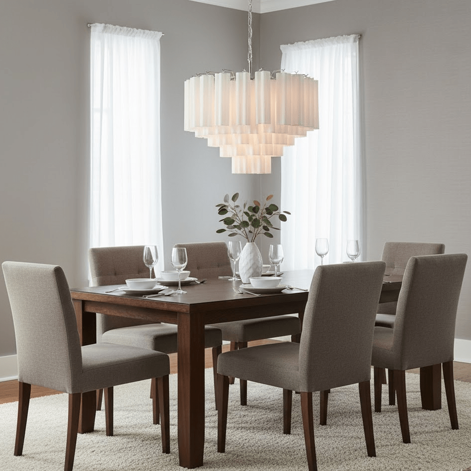 Vellune Cascade Chandelier – Modern Tiered Glass Pendant for Dining Room and Entryway