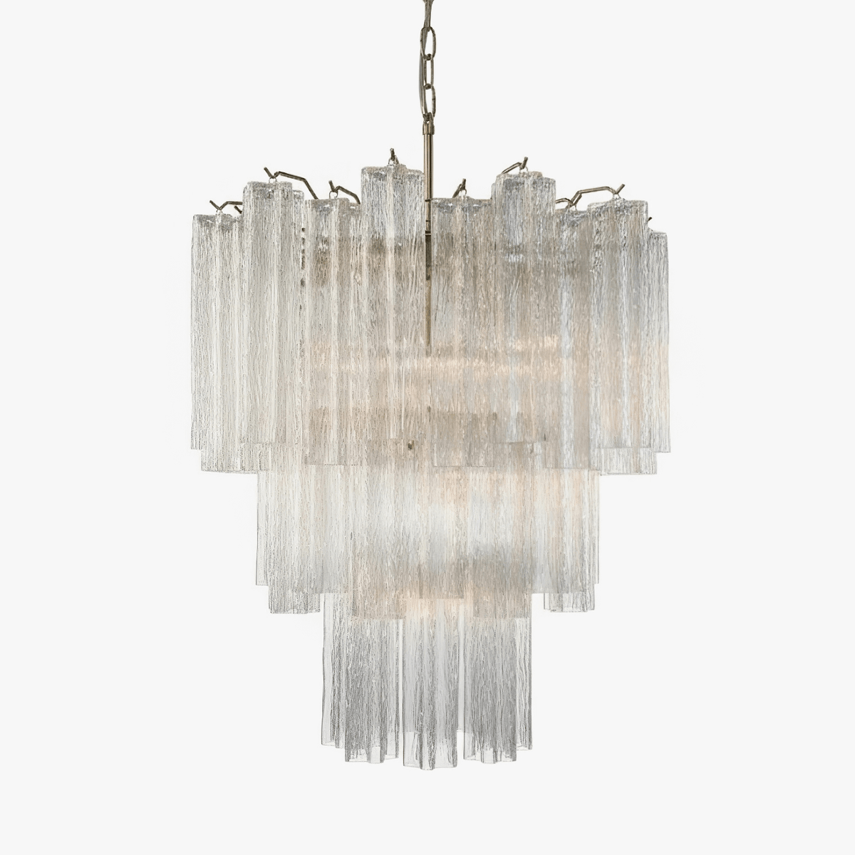 Frostveil Glass Chandelier – Modern Waterfall Pendant Light for Dining Room and Living Room