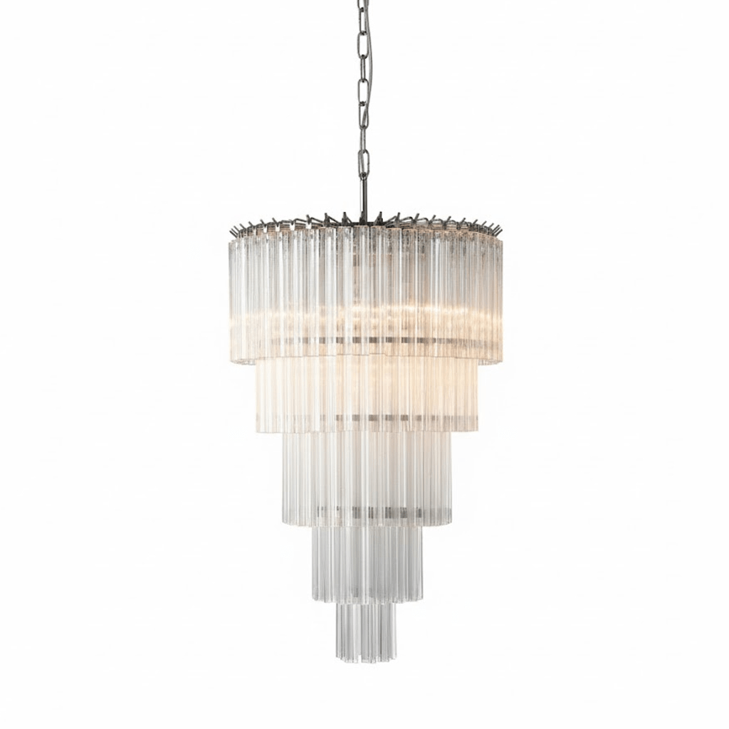 Cascadoria Modern Glass Rod Chandelier for Dining Room and Foyer
