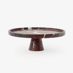 Crimson Marquina Marble Pedestal Tray – Sculptural Tabletop Decor