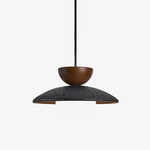 Vulca Dome Pendant Light in Black Travertine and Walnut