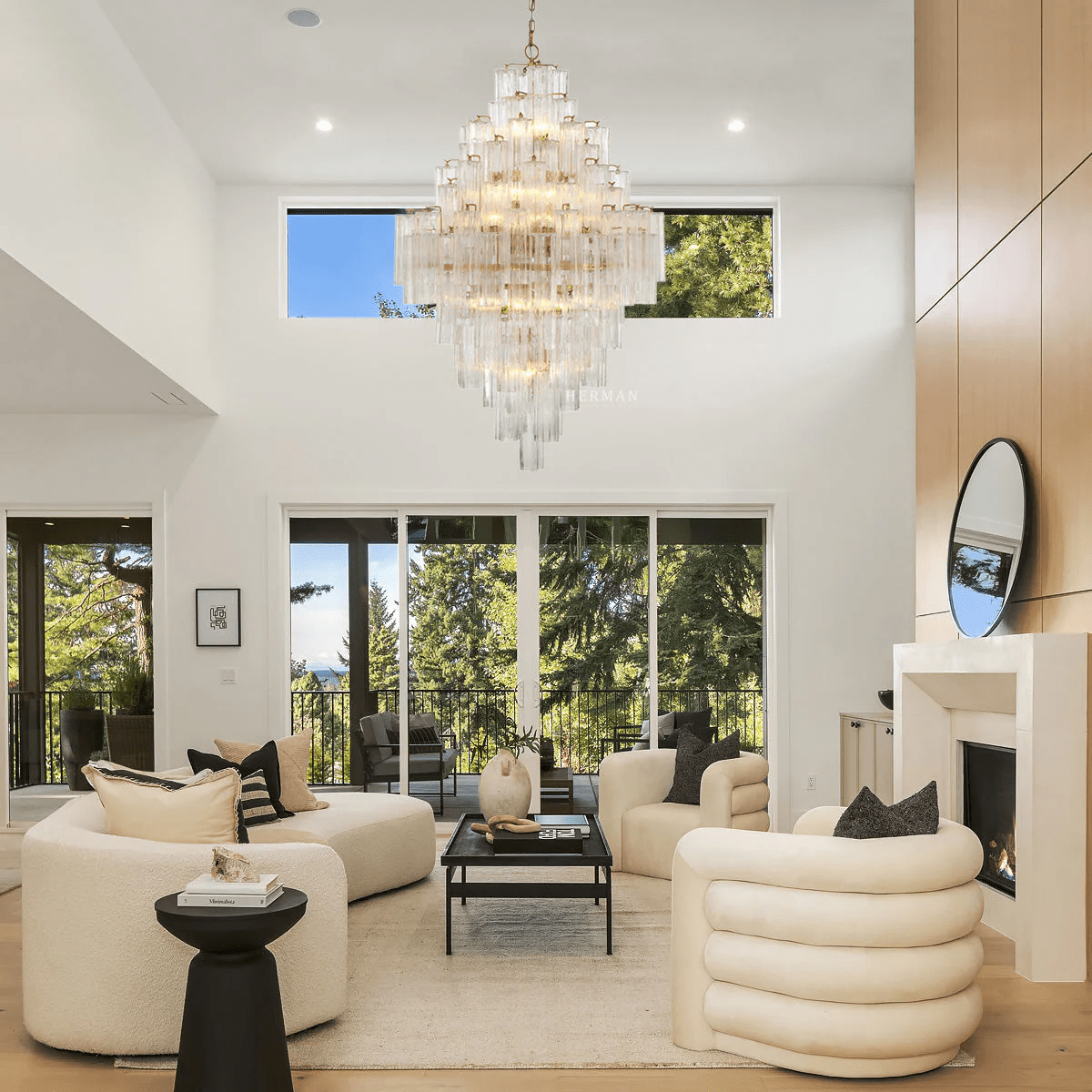 Eloria Glass Diamond Chandelier – Modern Murano Glass Pendant Light