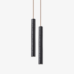 Volkan Black Travertine Tube Pendant Light – Modern Architectural Hanging Lamp
