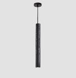 Volkan Black Travertine Tube Pendant Light – Modern Architectural Hanging Lamp