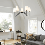 Lumos Black Chandelier – Modern Fabric Shade Pendant Light for Dining Room