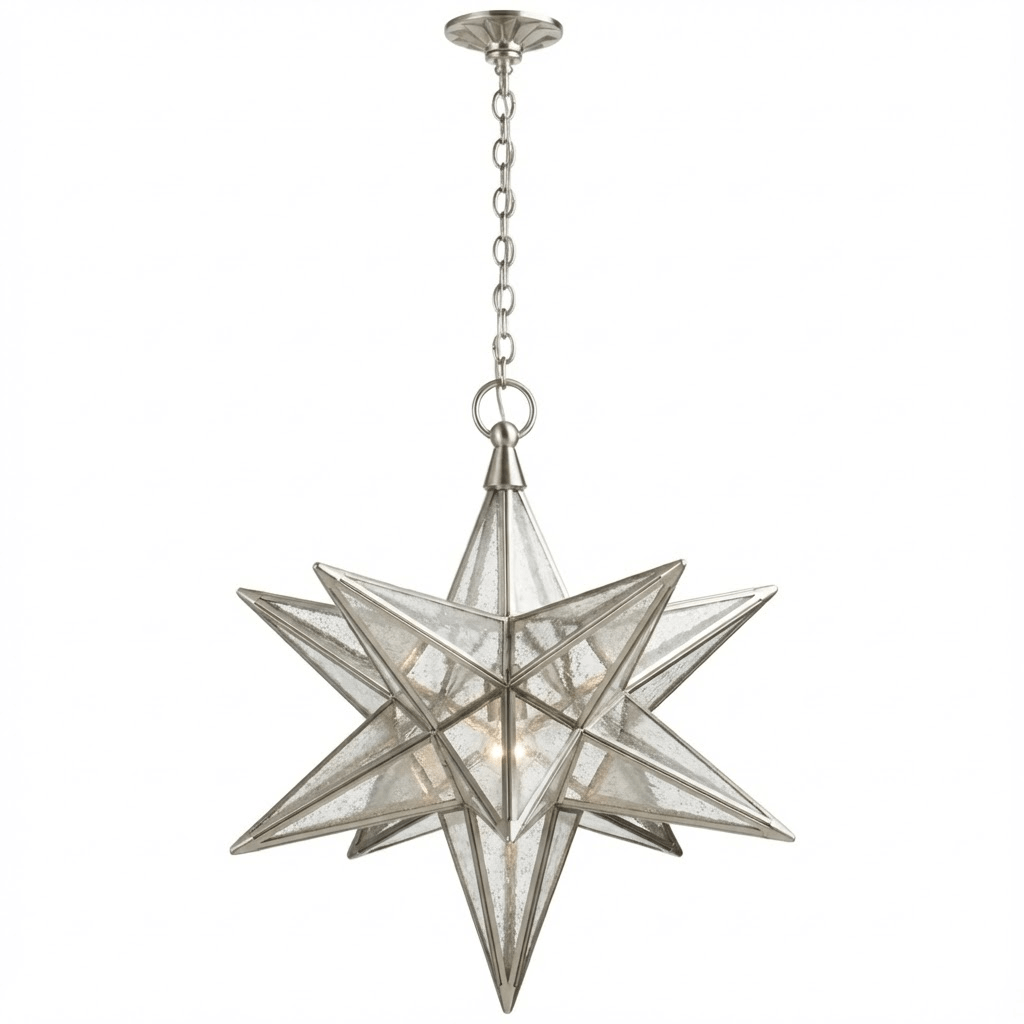 Luminara Star Chandelier – Brass & Glass Starburst Pendant Light