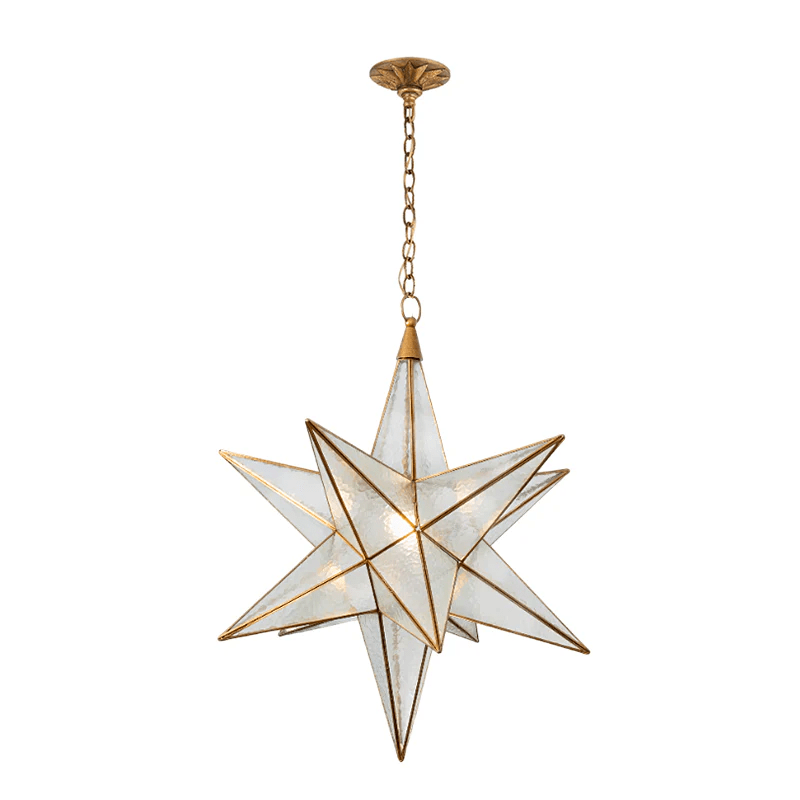 Luminara Star Chandelier – Brass & Glass Starburst Pendant Light