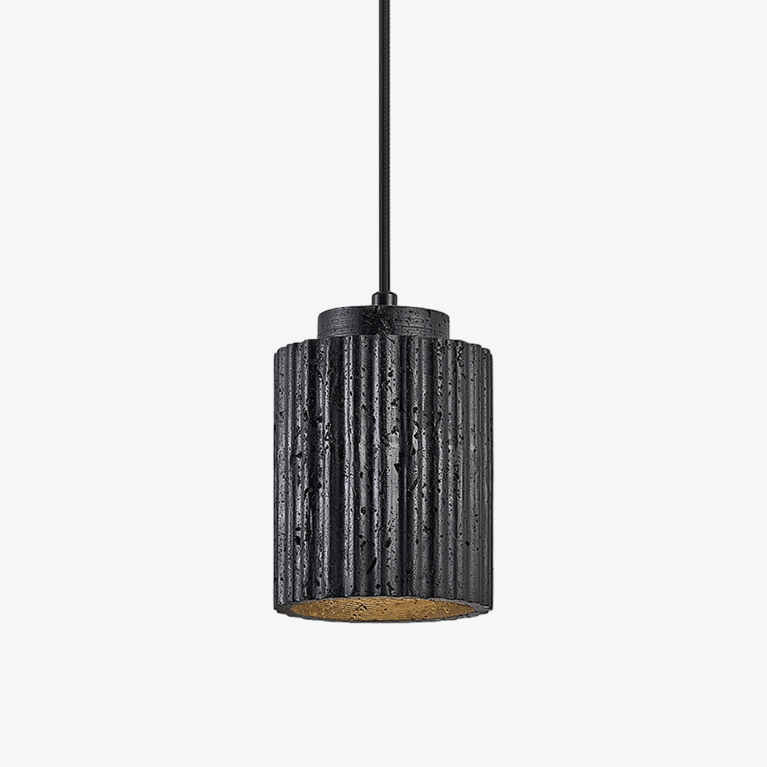 Nero Ridge Pendant Light – Black Travertine Modern Hanging Lamp