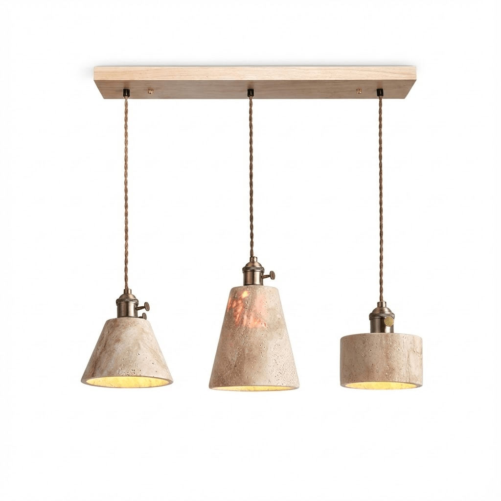 Terraform Travertine Pendant Light – Sculptural Stone Multi-Pendant