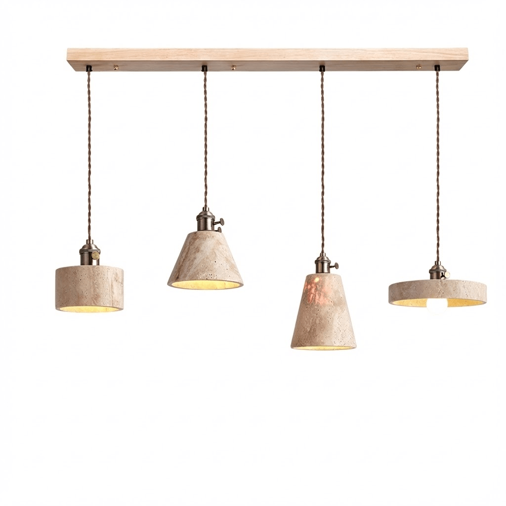 Terraform Travertine Pendant Light – Sculptural Stone Multi-Pendant