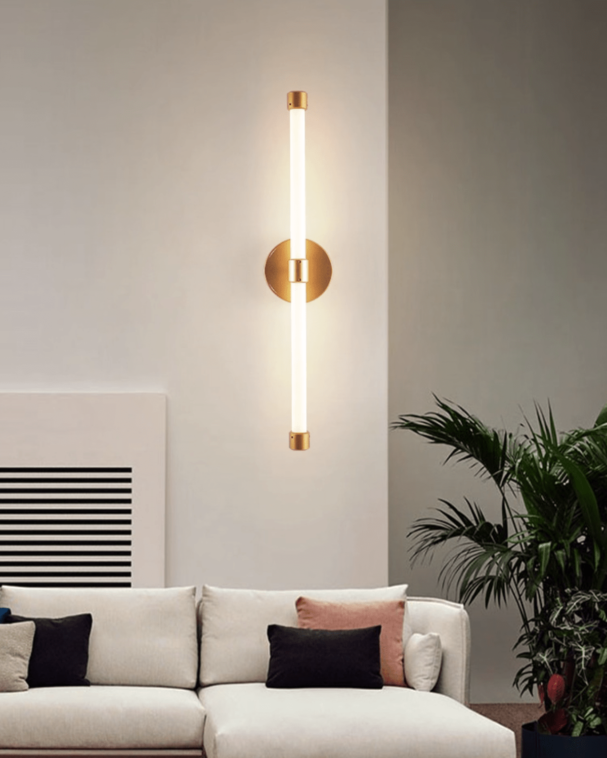 Brilline Vertical LED Wall Sconce in Brass Finish for Modern Interiors