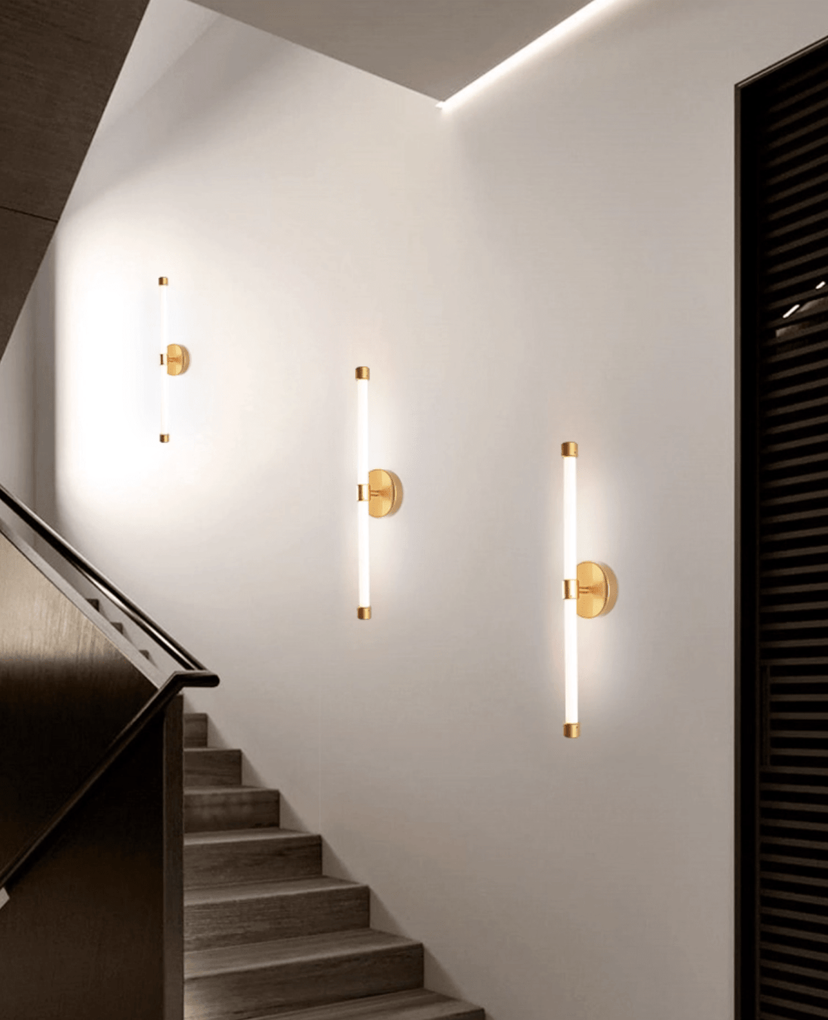 Brilline Vertical LED Wall Sconce in Brass Finish for Modern Interiors