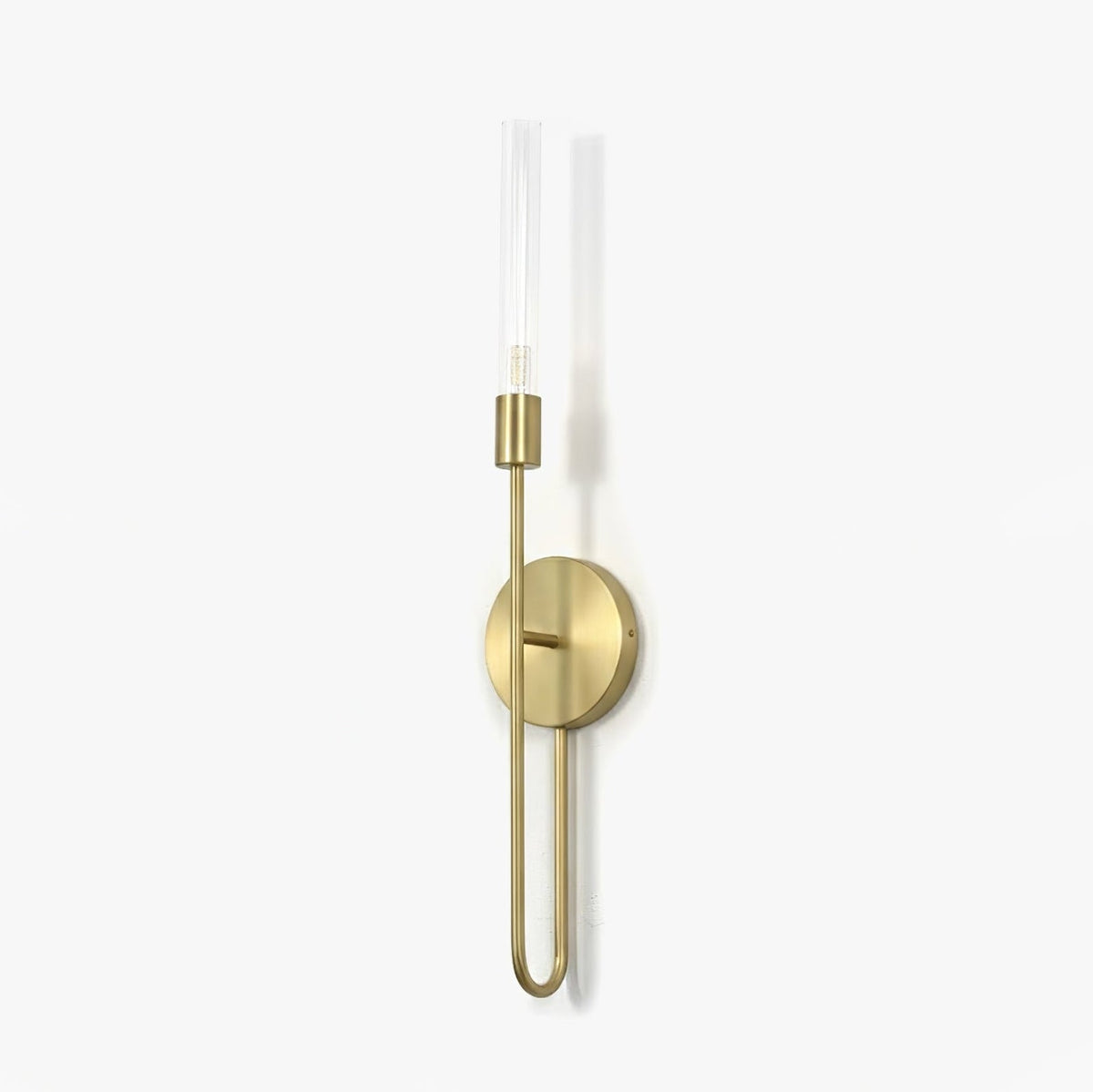 Arcline Glass Wall Sconce – Modern Brass LED Wall Light for Bedroom & Living Room