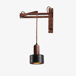 Swing Arm Wall Sconce in Black Travertine and Walnut