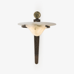 Aurelian Crest Alabaster Wall Sconce in Bronze with White Natural Stone Shade