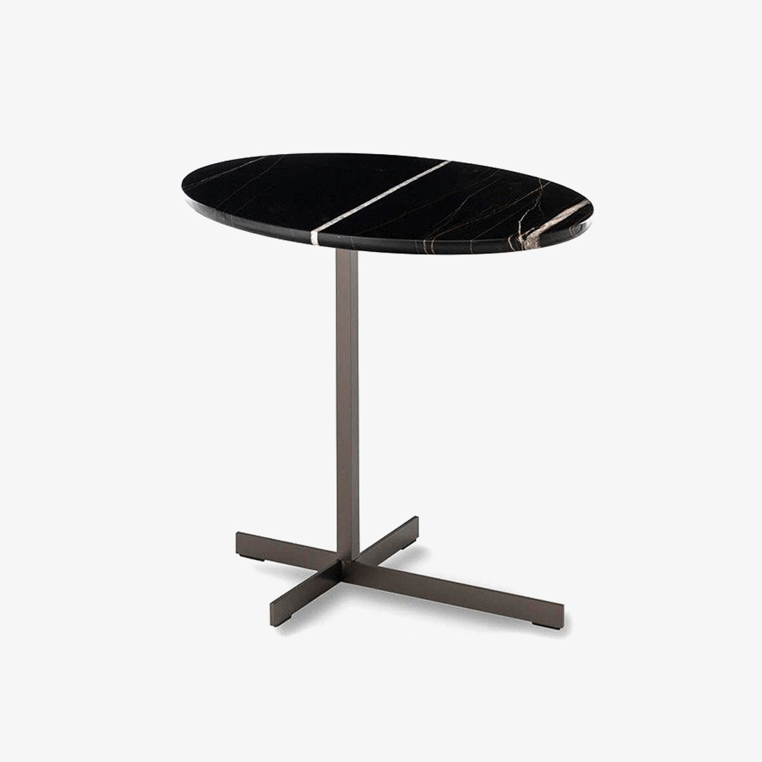 Sculptural Marble Accent Side Table with Metal Base for Modern Interiors