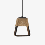 Tressa Pendant Light — Hand-Wrapped Hemp Rope & Black Travertine