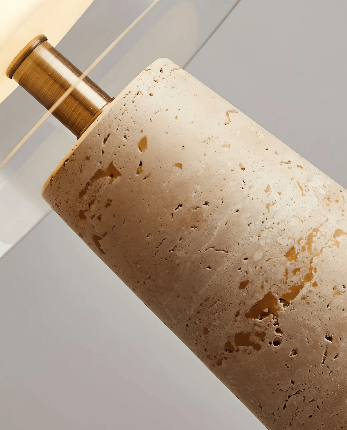 Strata Table Lamp in Yellow Travertine with Smoked Glass Shade