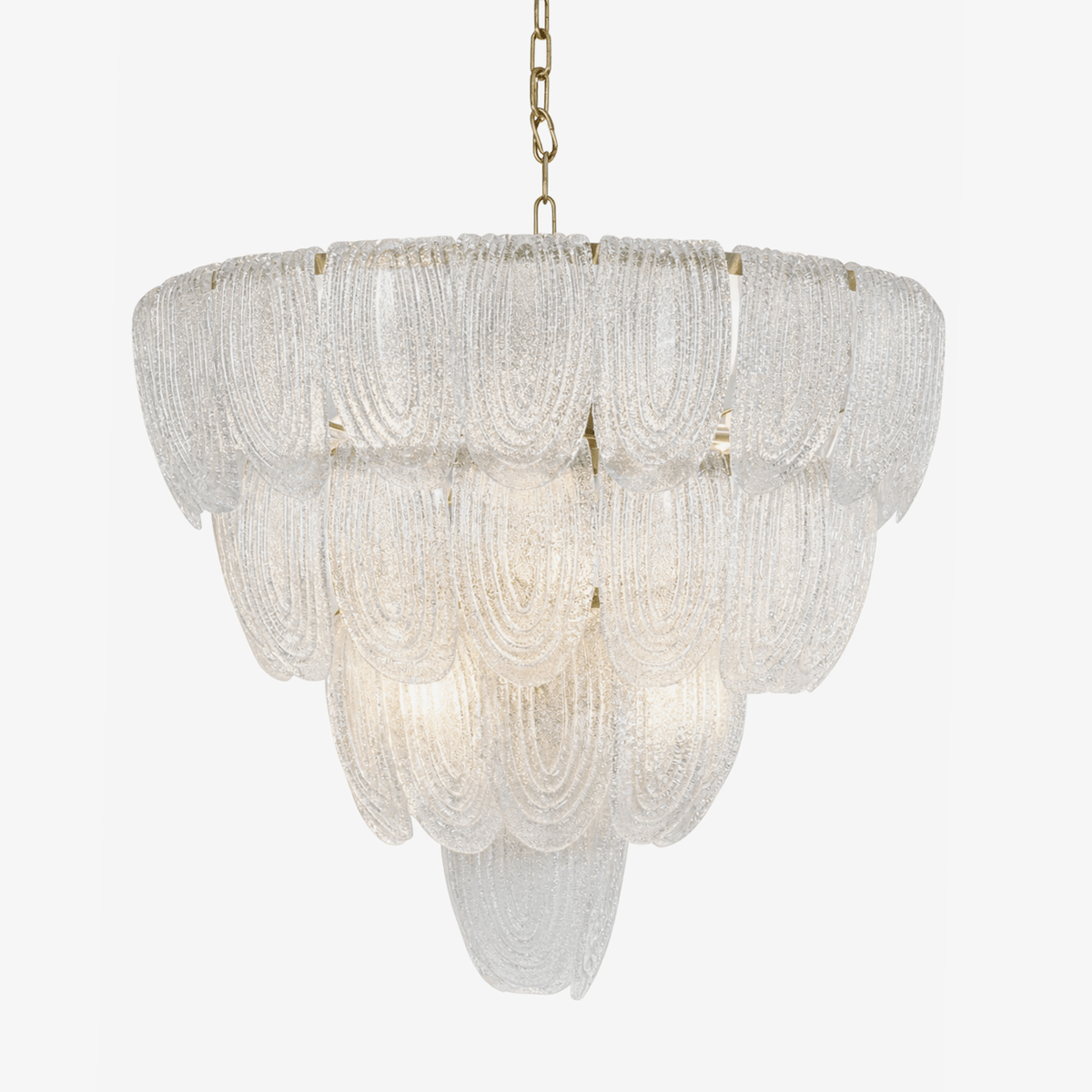 Layered Glass Petal Chandelier – Modern Brass & Glass Pendant Light for Dining Room and Living Room