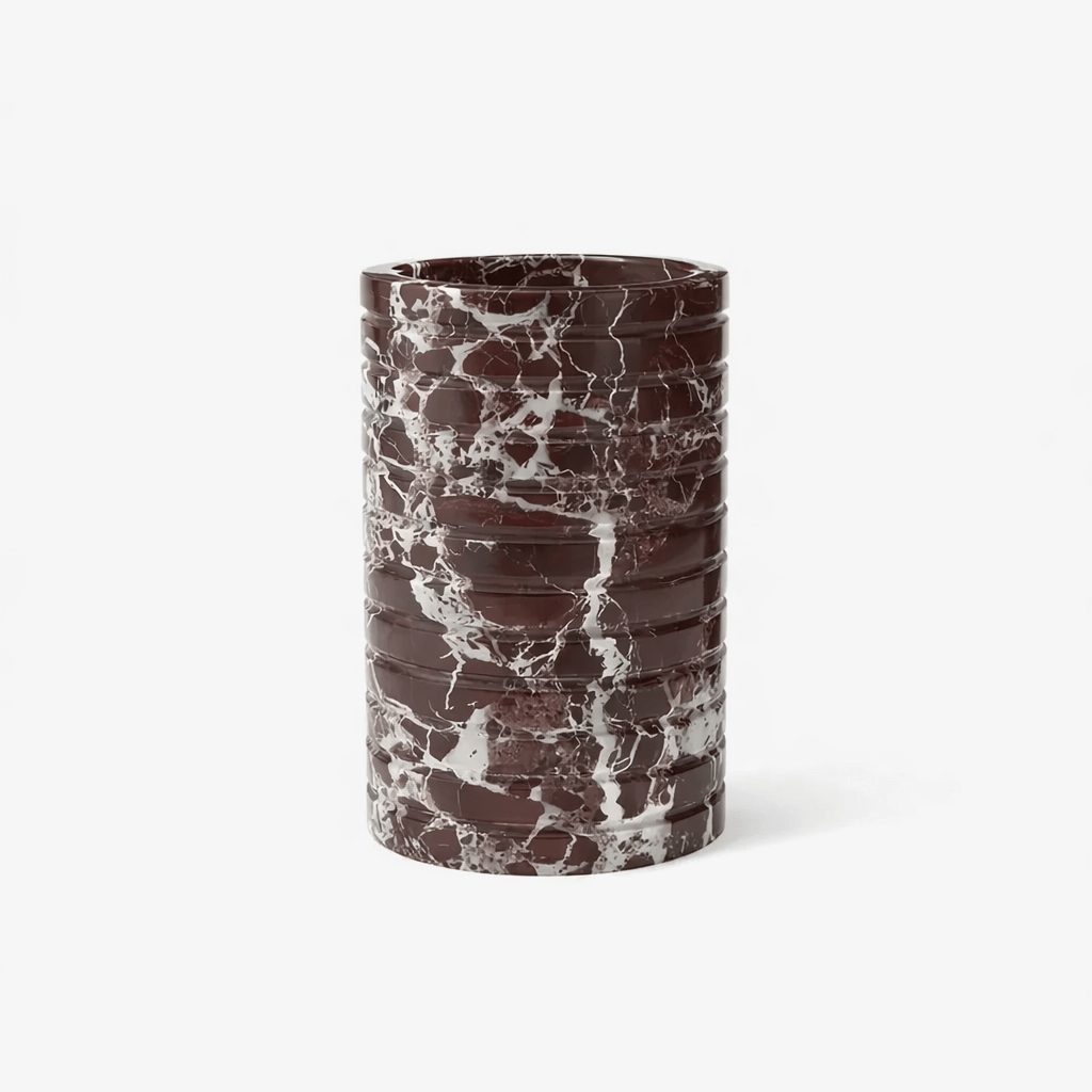 Rosso Levanto Marble Vessel Sculptural Table Lamp