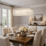 Crystal Frame Chandelier – Modern Geometric Pendant Light for Dining Room and Living Room