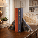 Sculptural Marble Bookends in Natural Stone for Modern Interiors