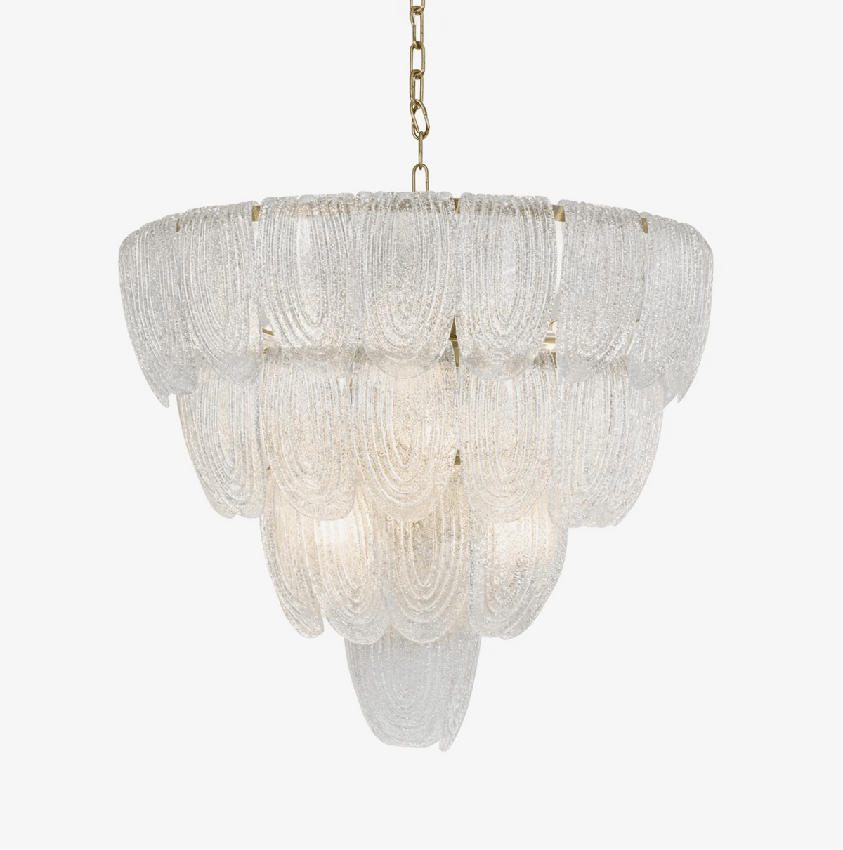 Layered Glass Petal Chandelier – Modern Brass & Glass Pendant Light for Dining Room and Living Room