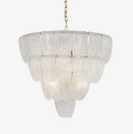 Layered Glass Petal Chandelier – Modern Brass & Glass Pendant Light for Dining Room and Living Room