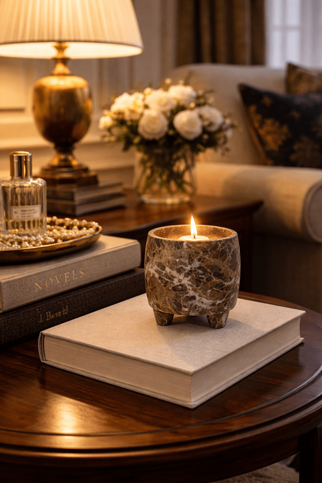 Marlowe Sculptural Marble Candle Holder for Ambient Interiors