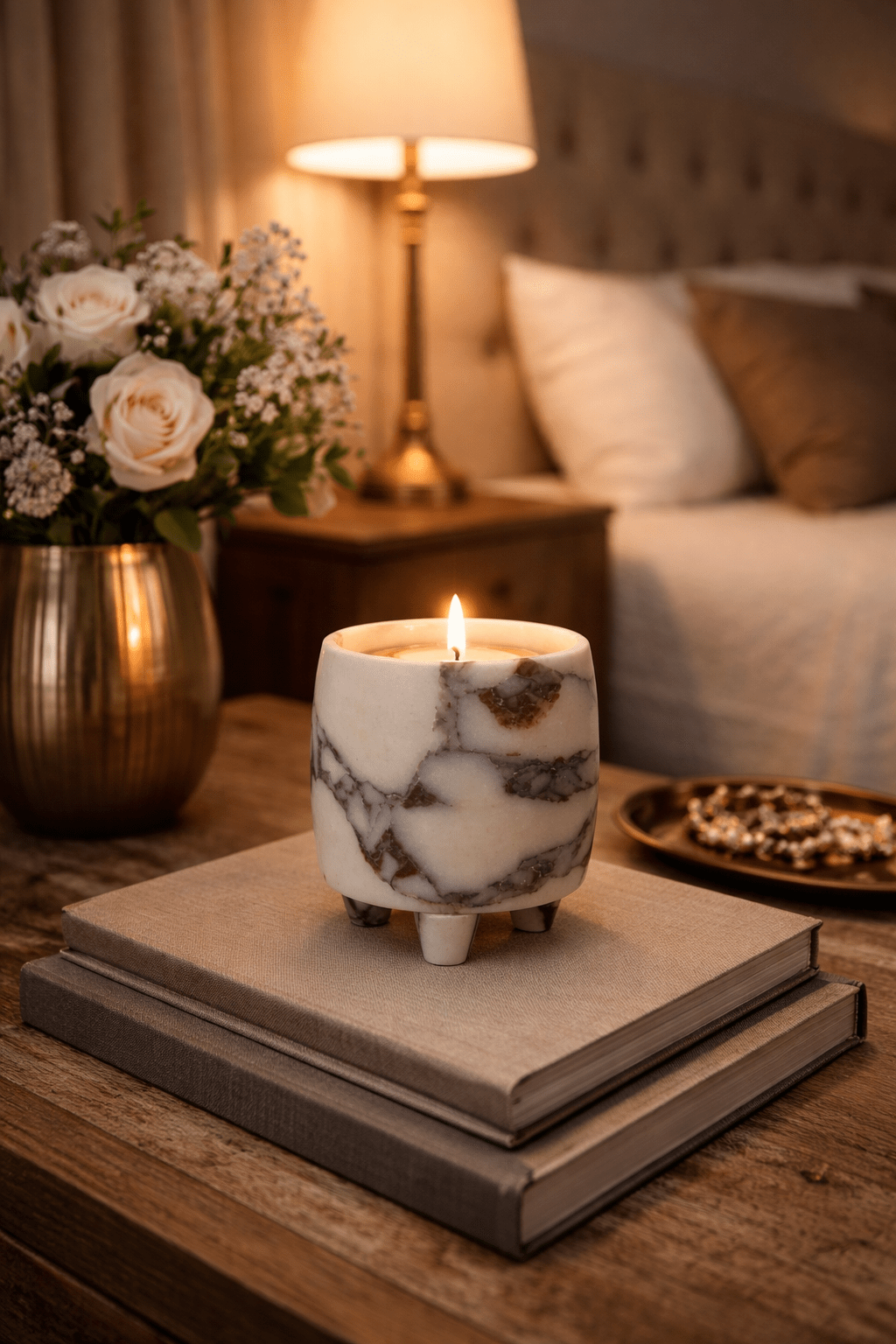 Marlowe Sculptural Marble Candle Holder for Ambient Interiors