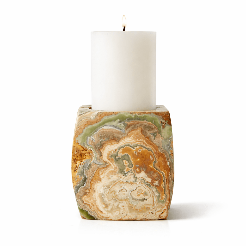 Elara Agate Candle Holder – Natural Stone Table Decor