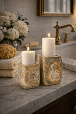Elara Agate Candle Holder – Natural Stone Table Decor