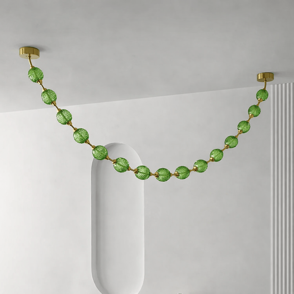 Strand Necklace Chandelier — Modern Gold & Acrylic LED Pendant Light